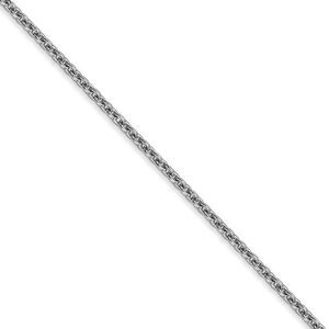 1.8mm, 14k White Gold, Solid Cable Chain Necklace, 24 Inch